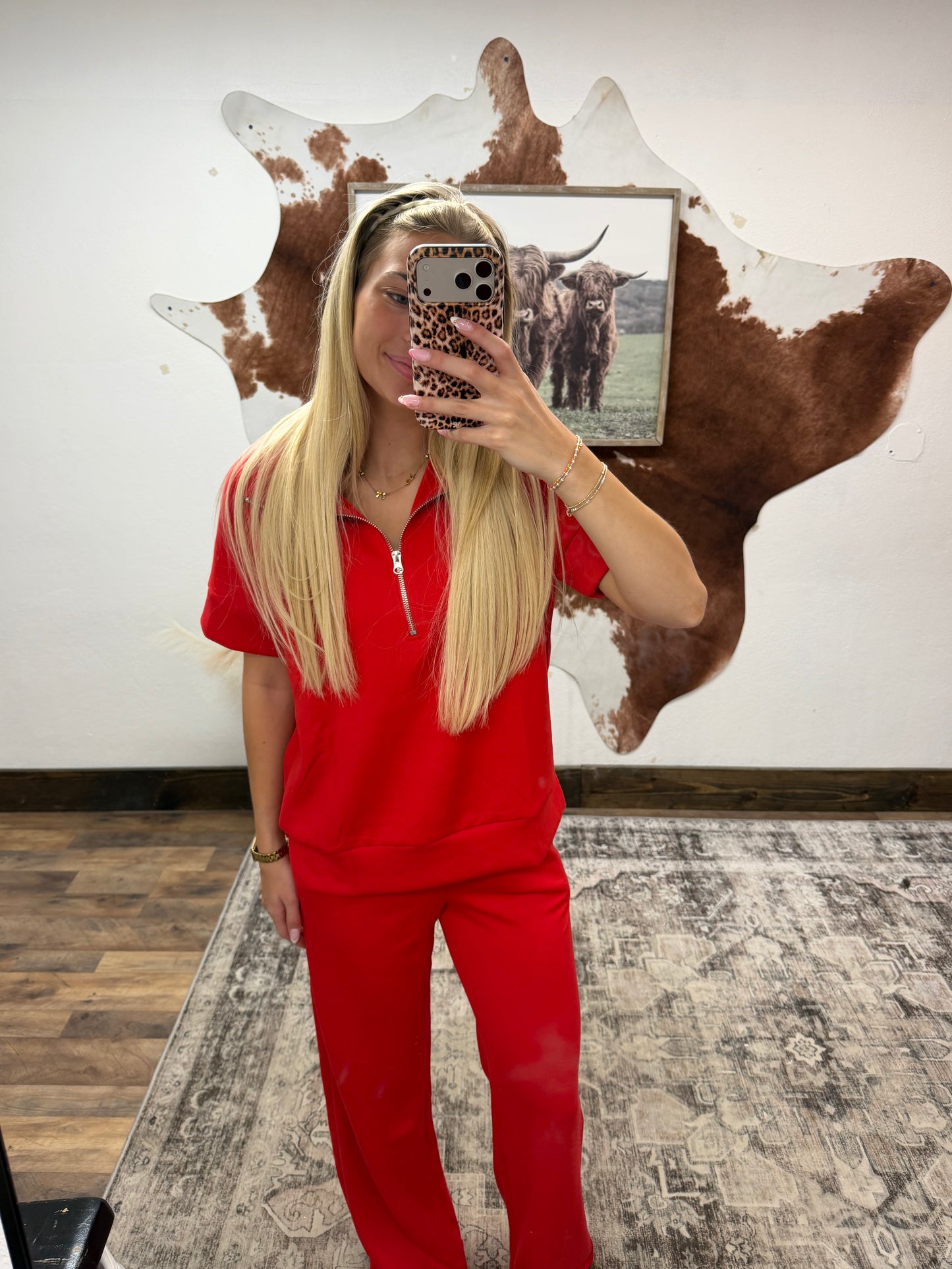 Red 1/4 Zip Sweatset