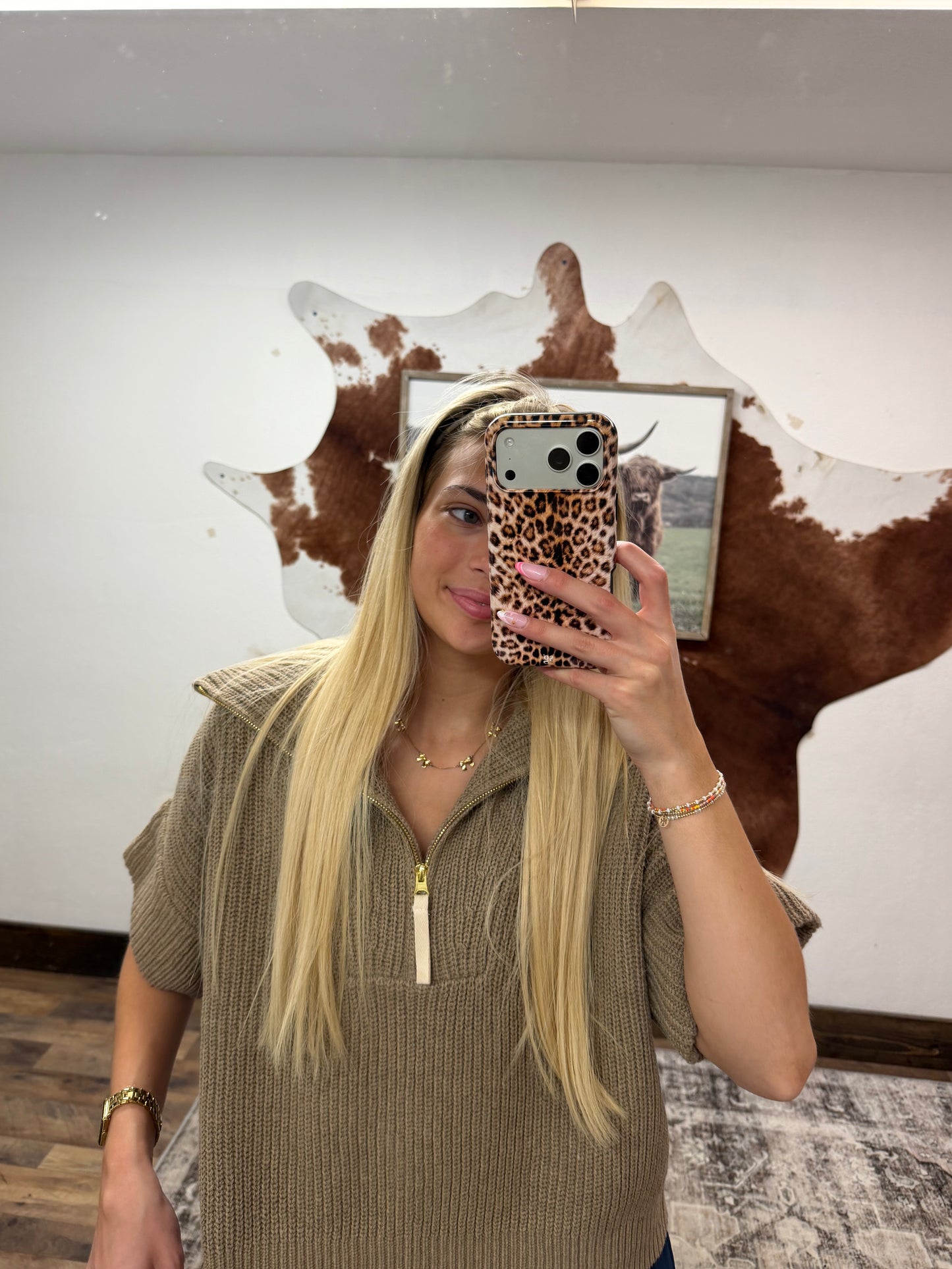 Women’s Brown Knit 1/4 Zip