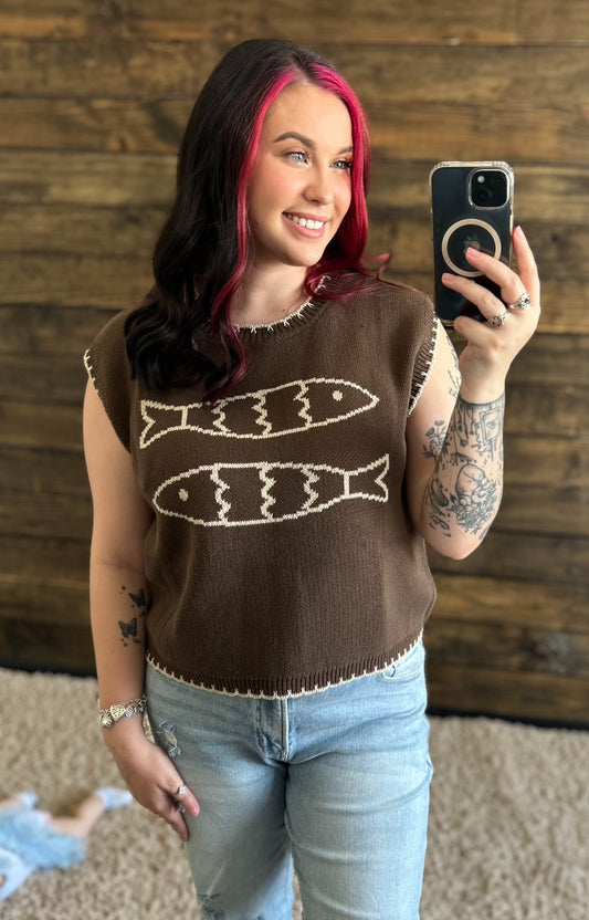 Fishing Knit Sweater Top