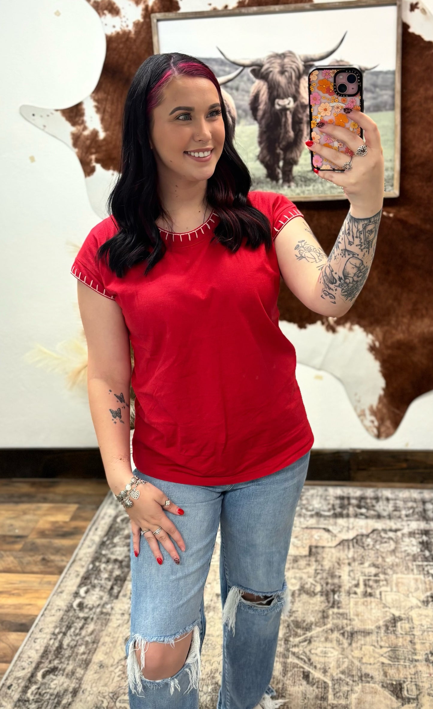 Red Stitch Top