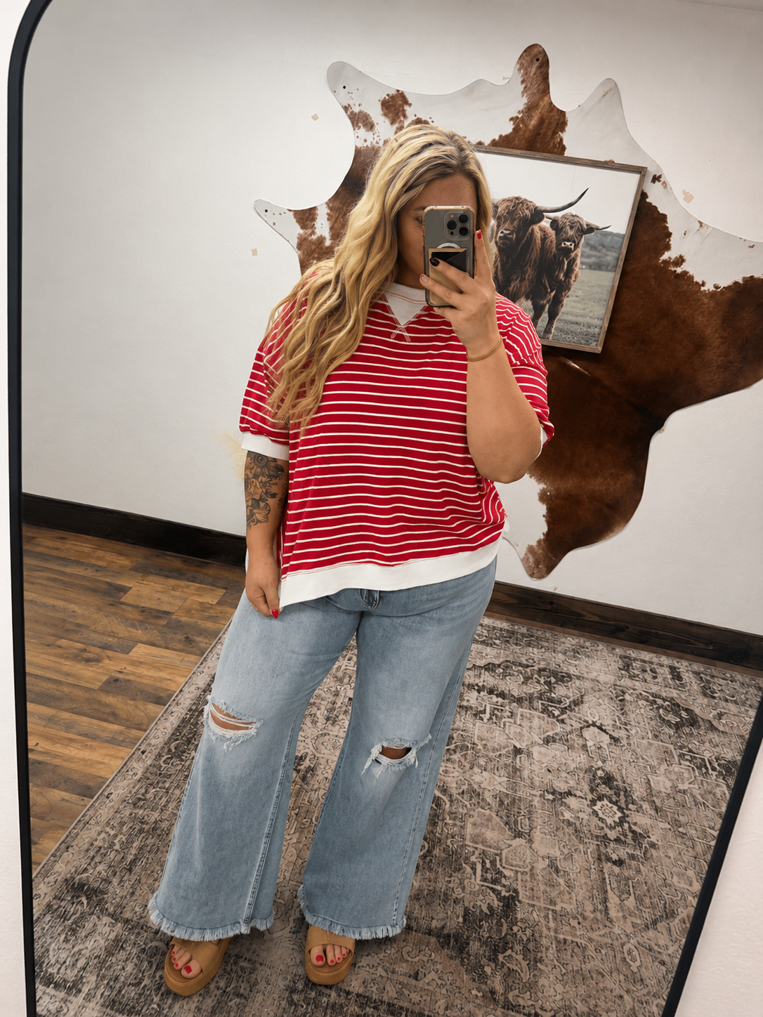 Red&White Striped Top
