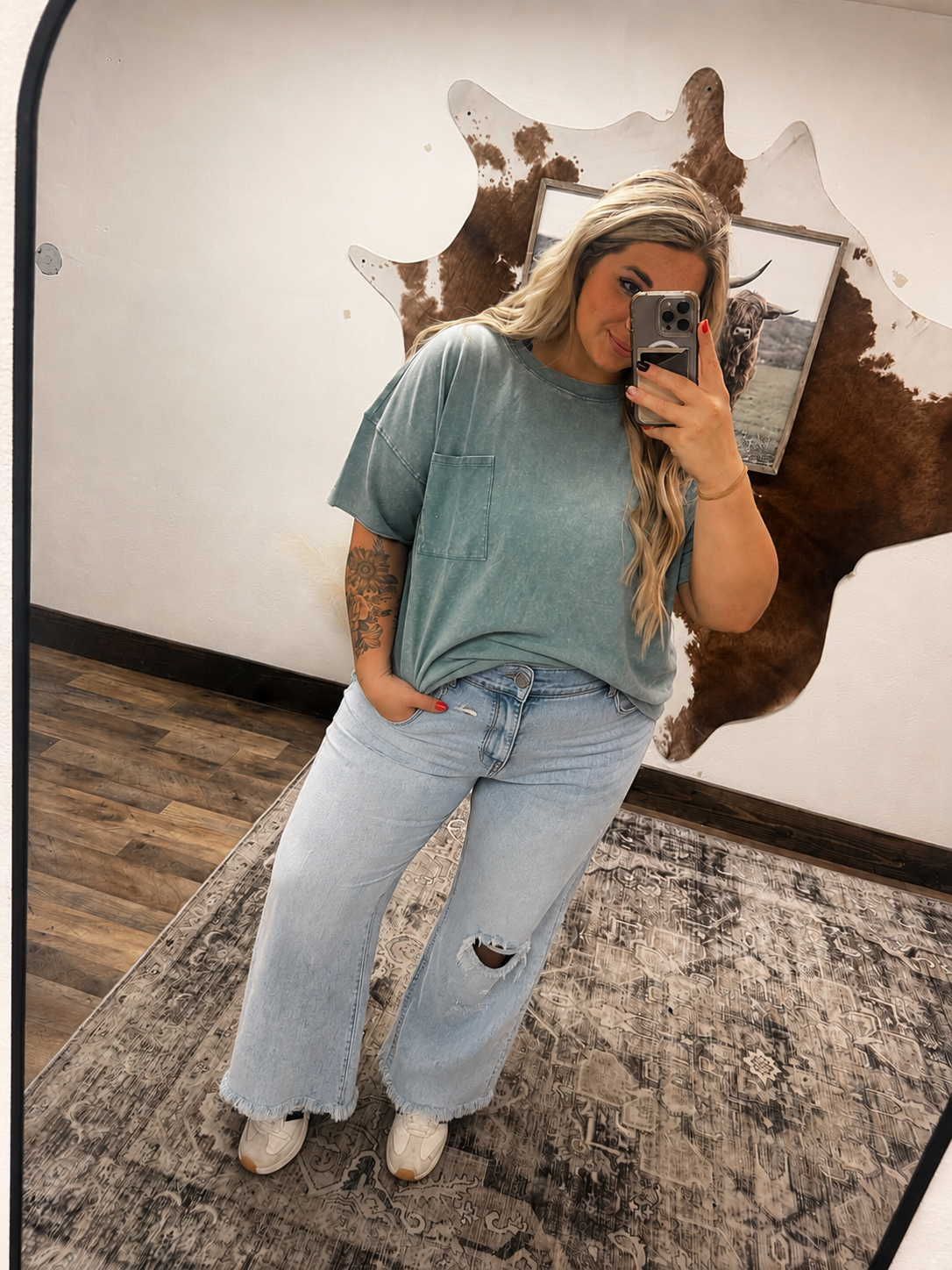 Curvy Blue Acid Wash Tee