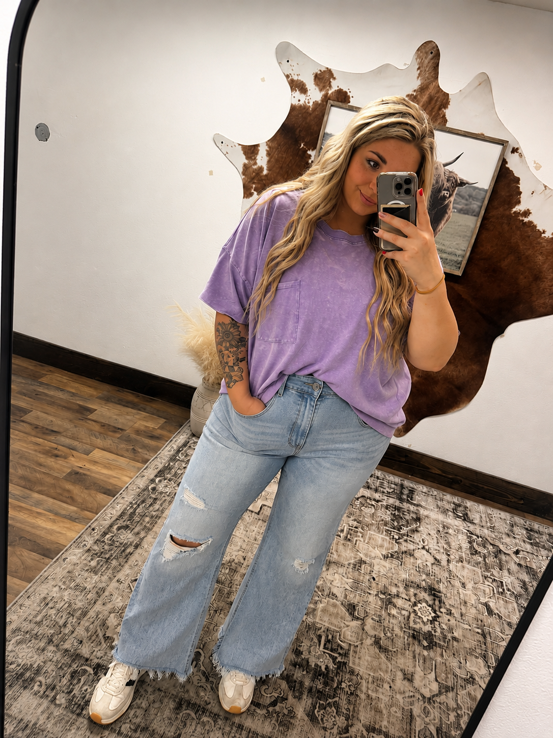 Curvy Purple Acid Wash Tee
