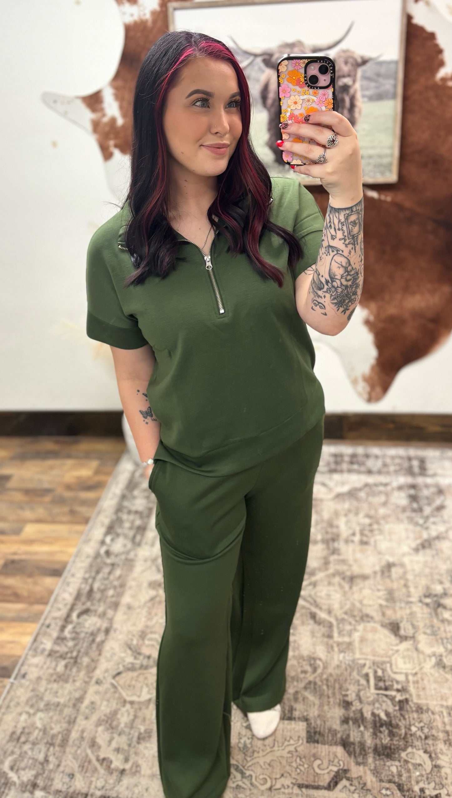 Hunter Green 1/4 Zip Pant Set