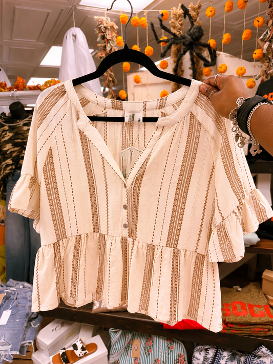 Mocha Stitched Blouse