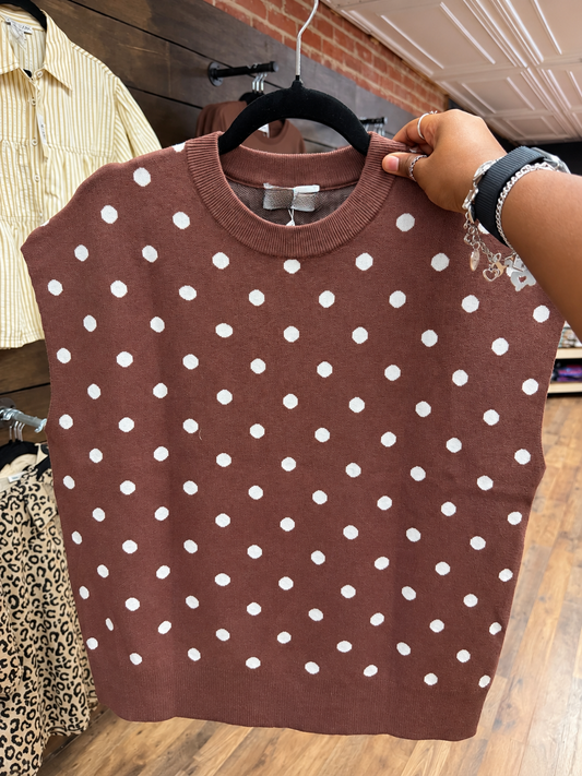 Brown Polka Dot Top