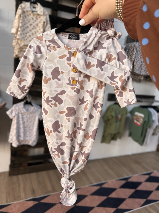 Muted Camo Knotted Gown