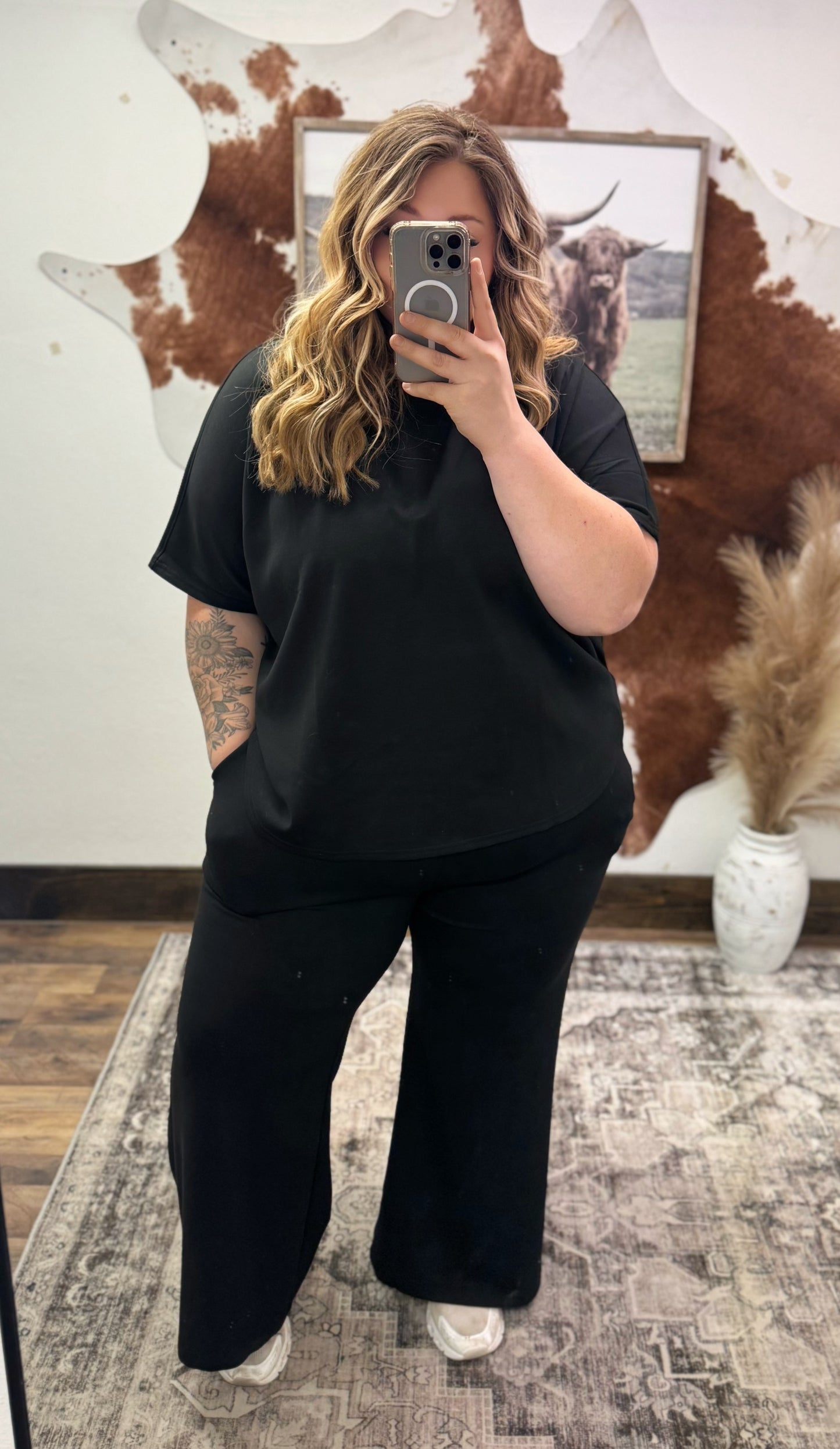 Curvy Black Buttery Soft Lounge Set